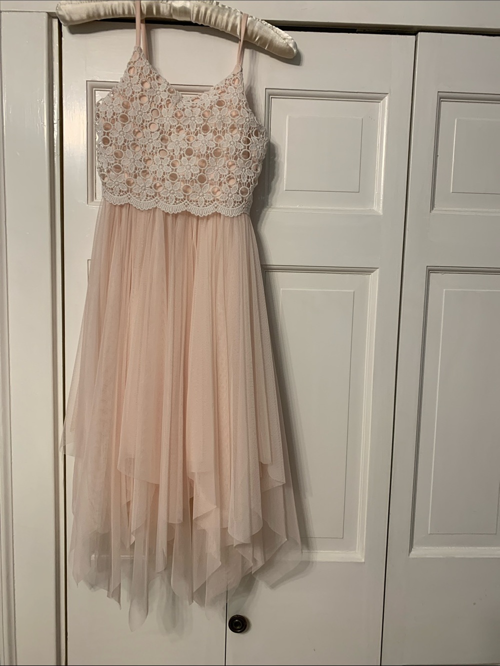 Girls' Blush Lace Bodice Tulle Party Dress Size M (7-8)